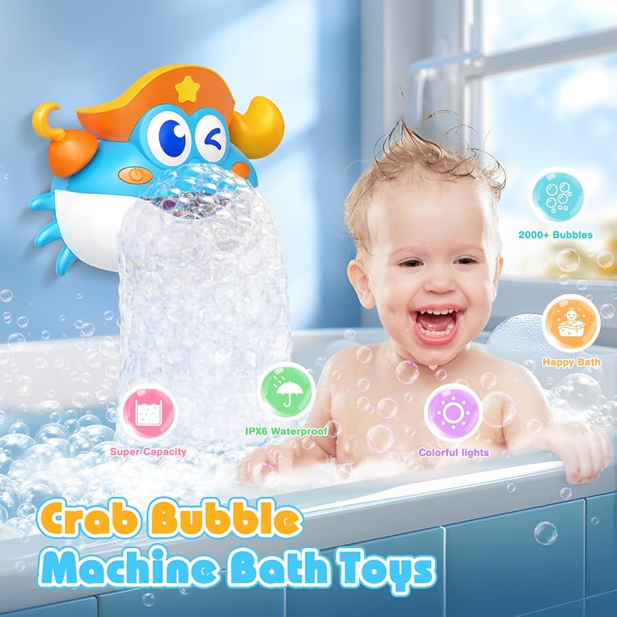 Baby Bath Toys Crab&Frog Bubble Machine Bathroom Toys For Children Funny Automatic Music Bathtub Abs
