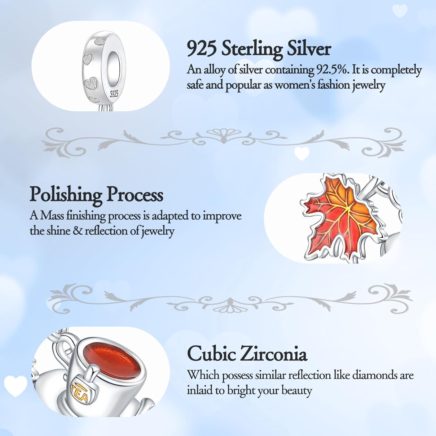 925 Sterling Silver Charms fits Bracelets and Necklace Pendant Bead Charms Jewelry Gift for Women Family Friends - Image 3