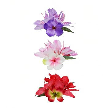 3 PCS Tropical Hibiscus Flower Hair Clips for Women Orchid Hairpin Girls Floral Hair Accessories for Luau Beach Party Birthday Red, Pink, Light Purple