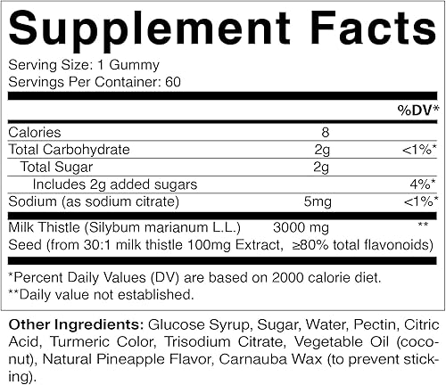 Miniatura 2 de Vitamatic Paquete de 2 gomitas de cardo mariano  equivalente a 3000 mg  Desintoxicación hepática y salud antioxidante  Min. 80% flavonoides de