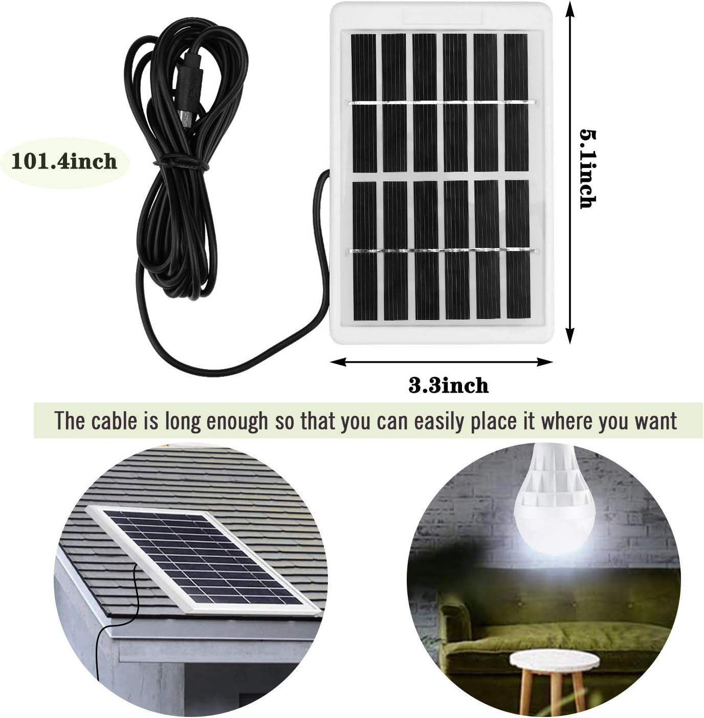 Light Bulb Solar Lights Outdoor 130LM Portable Solar Panel Powered Lamps Rechargeable LED Bulb Lights for Coops Shed Hiking Fishing Camping Tent Lighting (2 Pack)