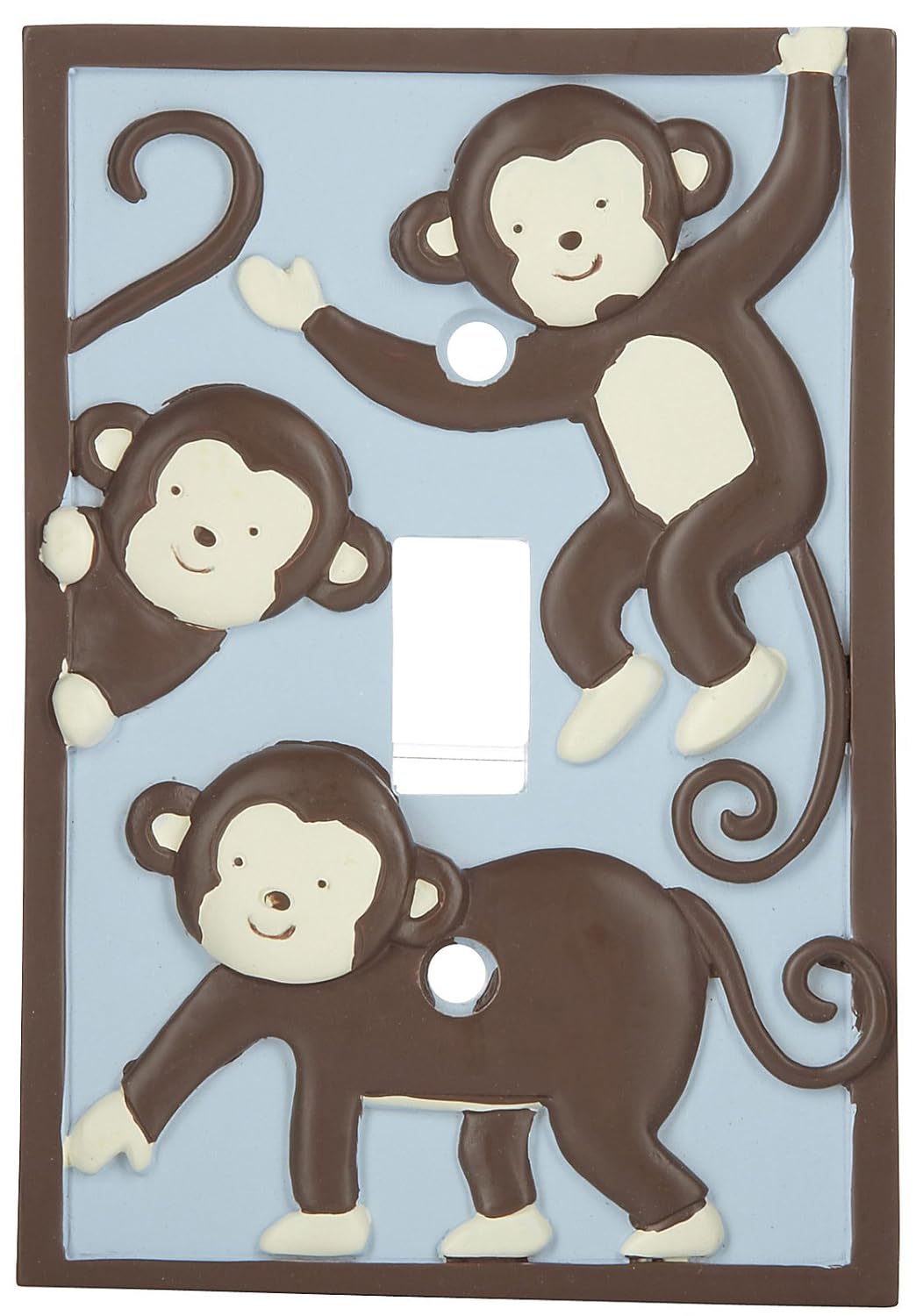 Kids Line Monkey Play Switchplate Cover, Blue/Brown