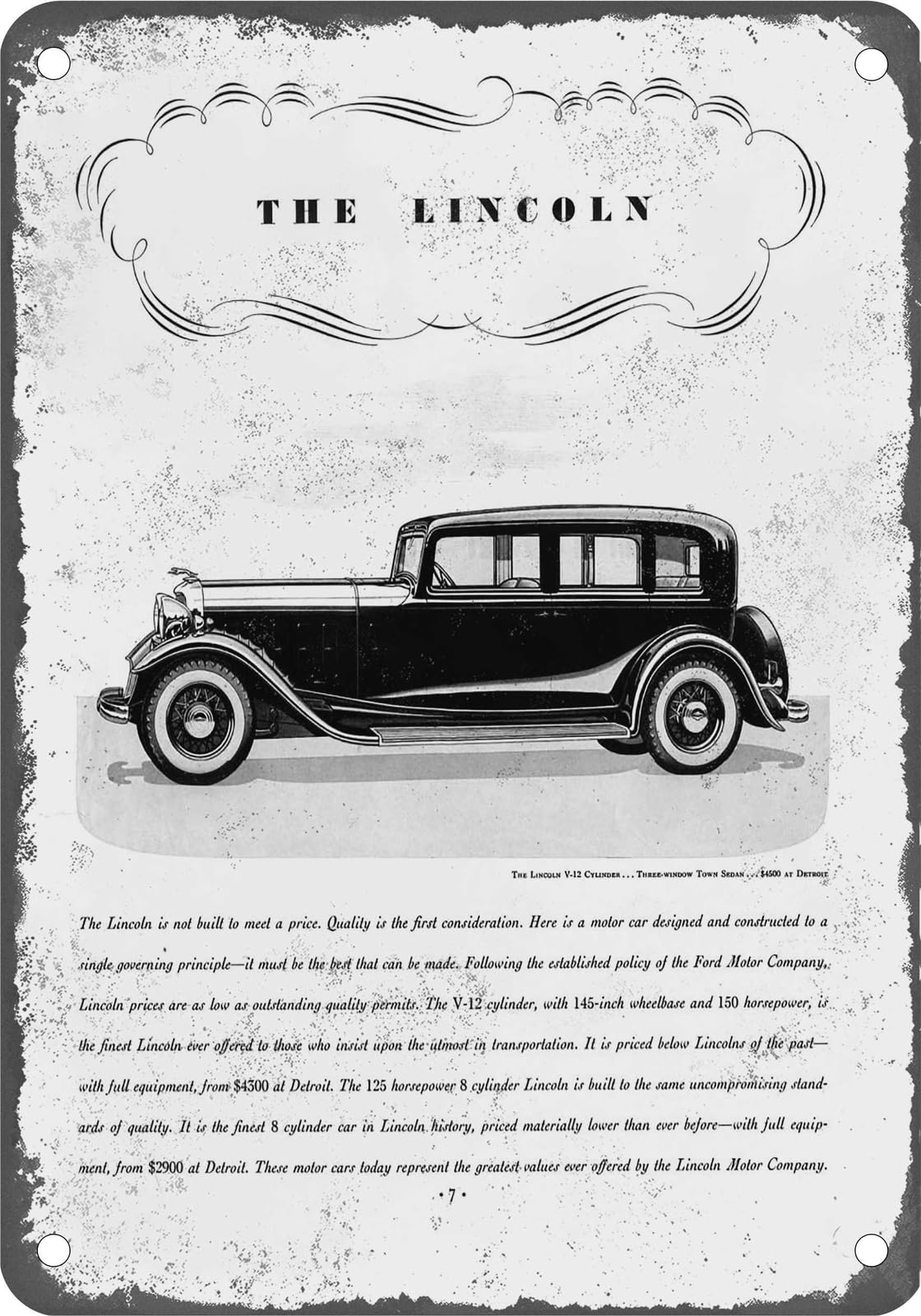 Miaomansenstore Metal Sign - 1932 Lincoln Vintage Ad 16 - Old Retro Rusty Look Home Decor