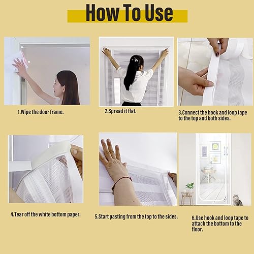 Miniatura 4 de Pantalla de malla resistente a los gatos, 38 x 83 pulgadas, resistente a los gatos, con cremallera, evita que los gatos se salgan, pantalla de malla