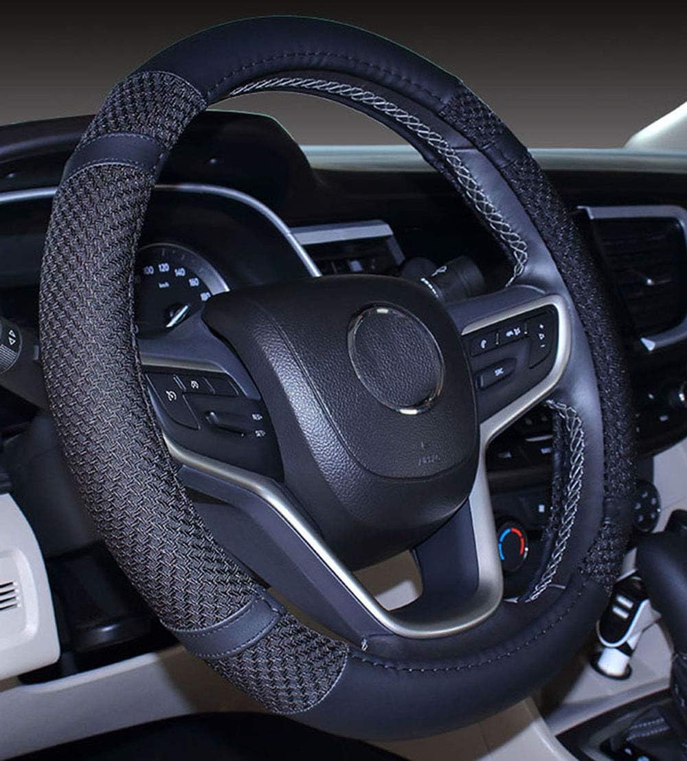 Mayco Bell Microfiber Leather and Viscose Universal Breathable Anti-Slip Odorless Steering Wheel Cover (14.5''-15'',Black)