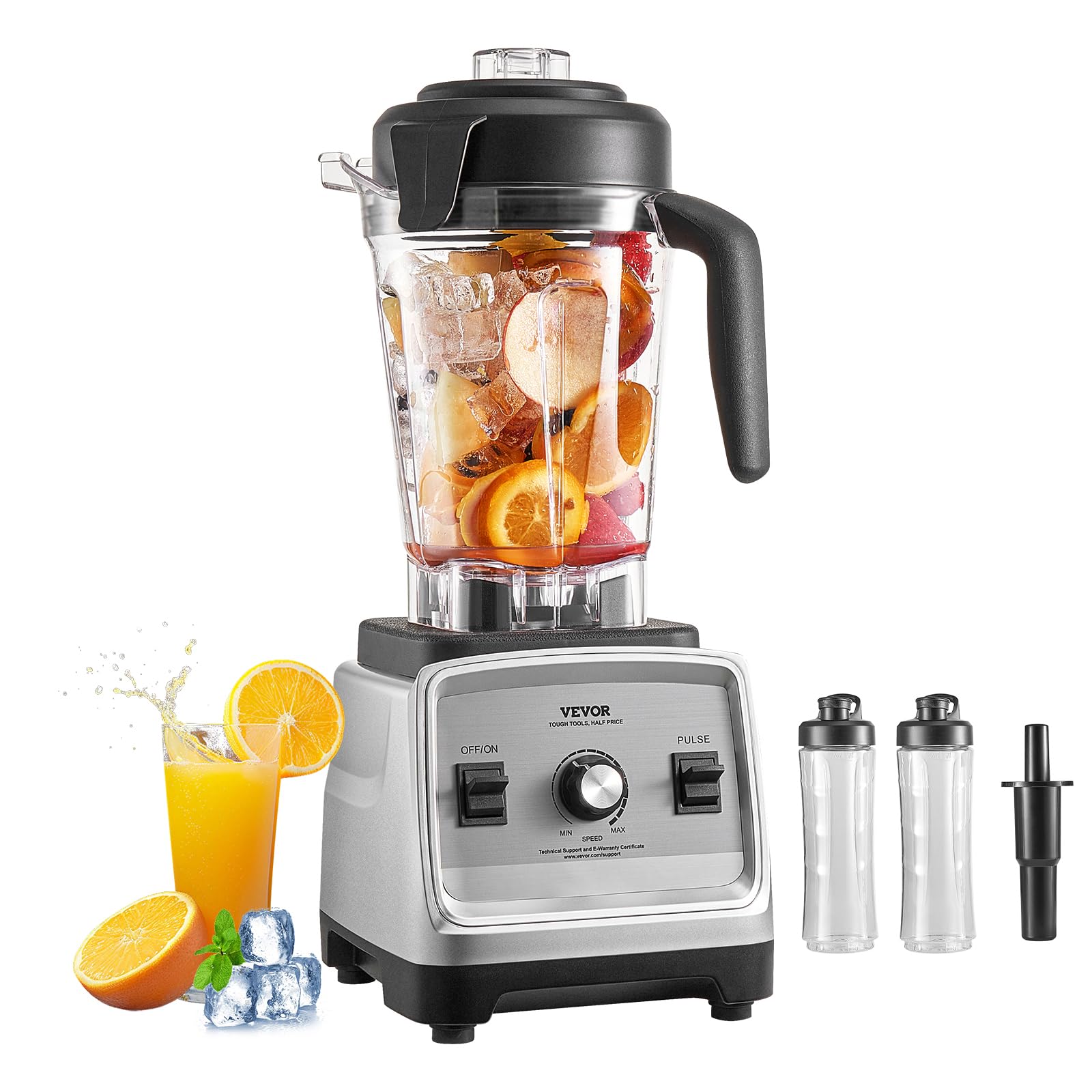 VEVOR Blender for Smoothies, 85 oz 1400W, Professional Blender with Powerful Motor, Multi-Functional Food Processing with 2 Cups for Smoothie/Milkshake/Juice, Fits for Kitchen