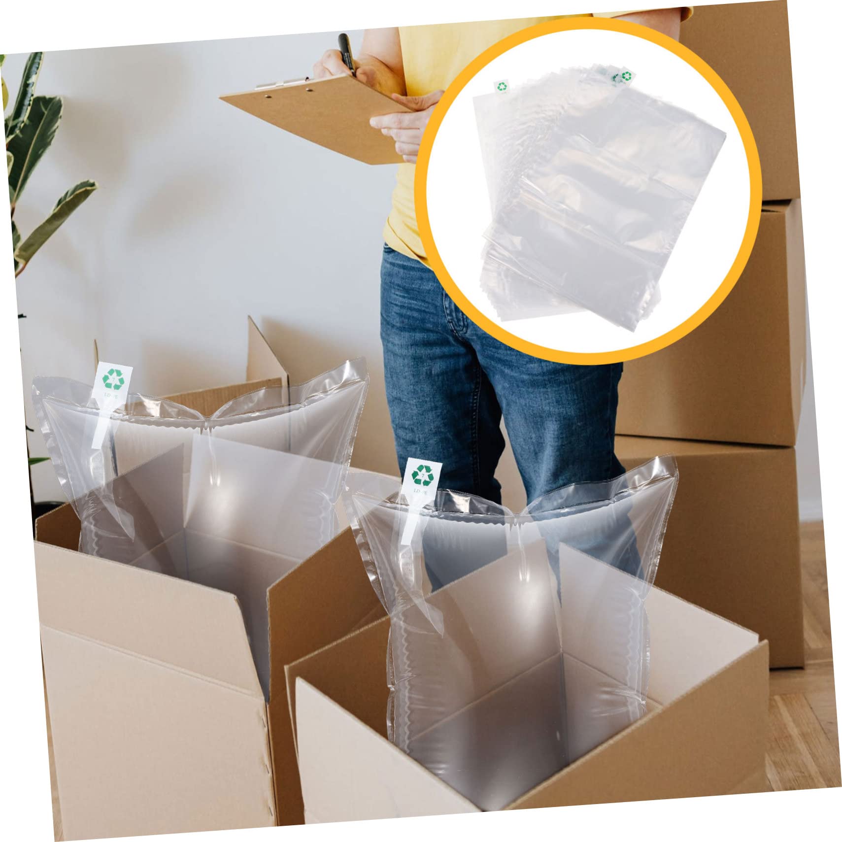 NUOBESTY 30stücke Luftpolsterbeutel Aufblasbar Verpackungsmaterial Stoßfest für Empfindliche Gegenstände Platz Sparend Coextrusionsfolie Alternative