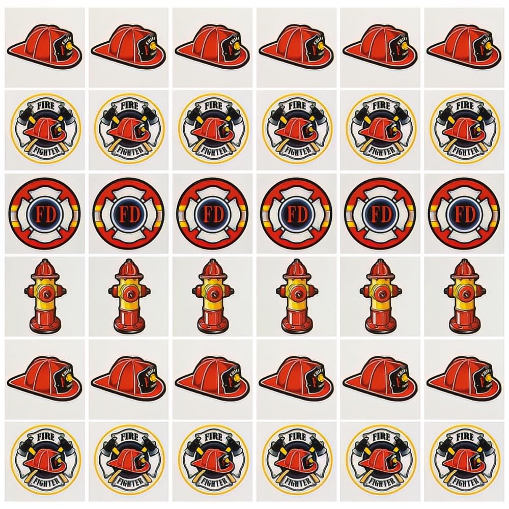 Fun Express - Firefighter Tattoos (72pc) for Birthday - Apparel Accessories - Temporary Tattoos - Regular Tattoos - Birthday - 72 Pieces