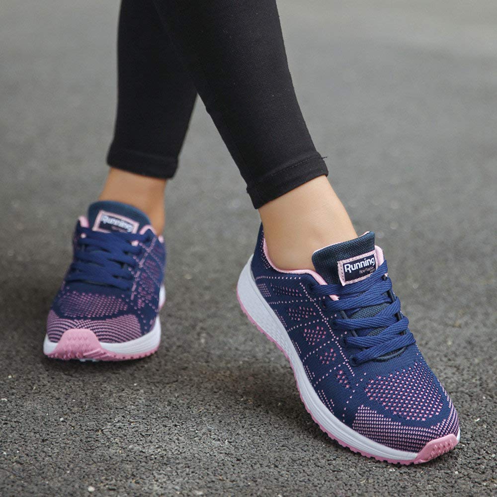 Zapatillas de Deporte Respirable para Correr Deportes Zapatos Running Cojines de Aire Calzado Mecedora Net para Estudiante Volar Zapatos Deportivas de Mujer Gimnasia Ligero Sneakers Atletismo riou
