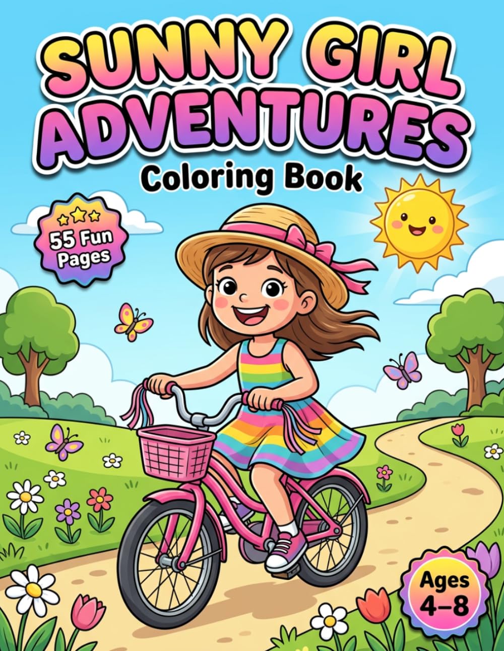Sunny Girl Adventures Coloring Book for Kids: Happy Summer Fun Coloring Pages with Cute Girls, Outdoor Adventures & Fun Activities for Kids Ages 4–8