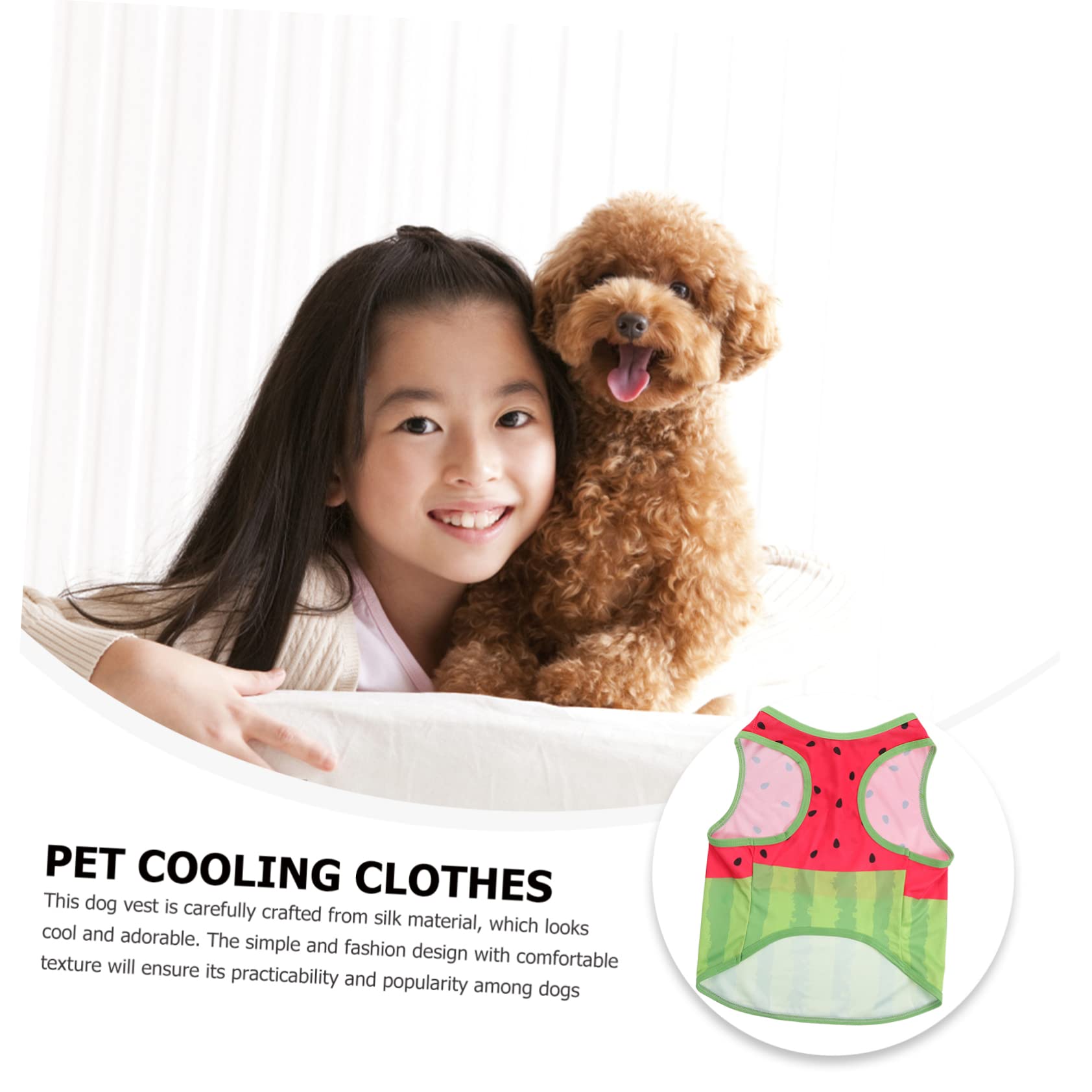 Gilet Rafraîchissant pour Chien, Été, Soie, Taille L, Motif Pastèque