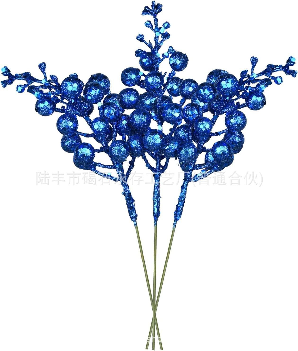 Jaarssho 20 pezzi di bacche bianche decorative natalizie, rami di bacche artificiali, rami finti, agrifoglio, lunghezza 22 cm, colori vivaci, decorazione per Natale, matrimonio, artigianato e
