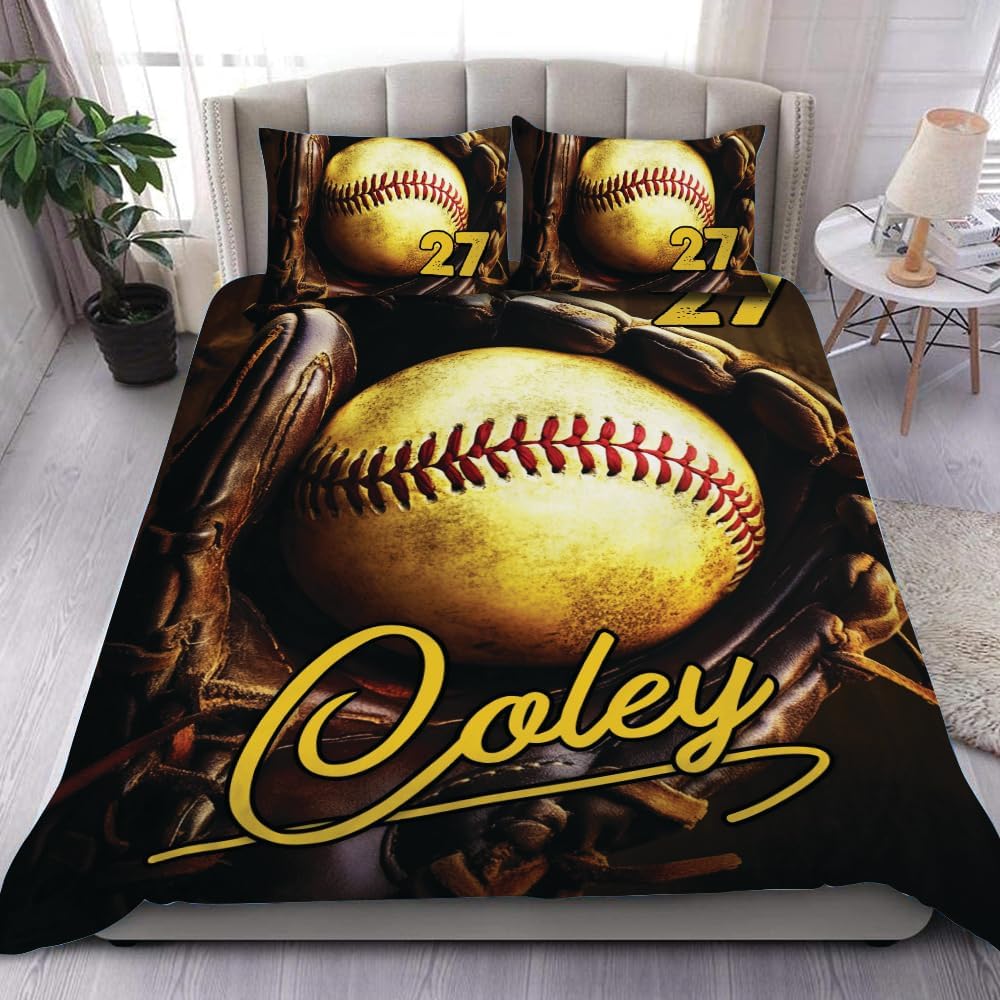 Softball Bedding Set Twin Size, Sports Quilt Gifts Comforter Sets for Boys Bedroom Decor, 3 Pcs (Softball 7)