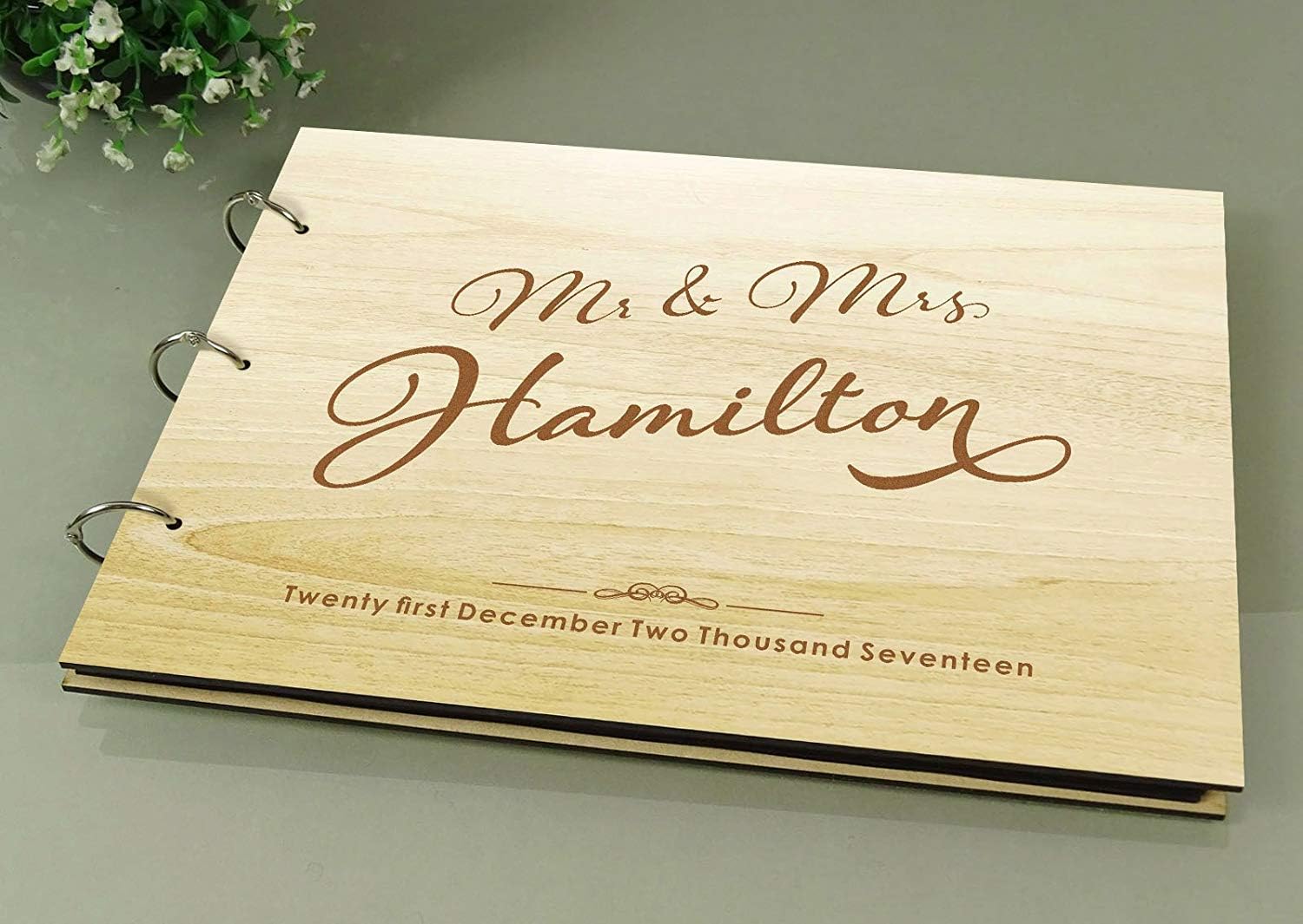 Darling Souvenir Mr. & Mrs. Wedding Guestbook Custom Rustic Wooden Engraved Advice Book Personalized Gift