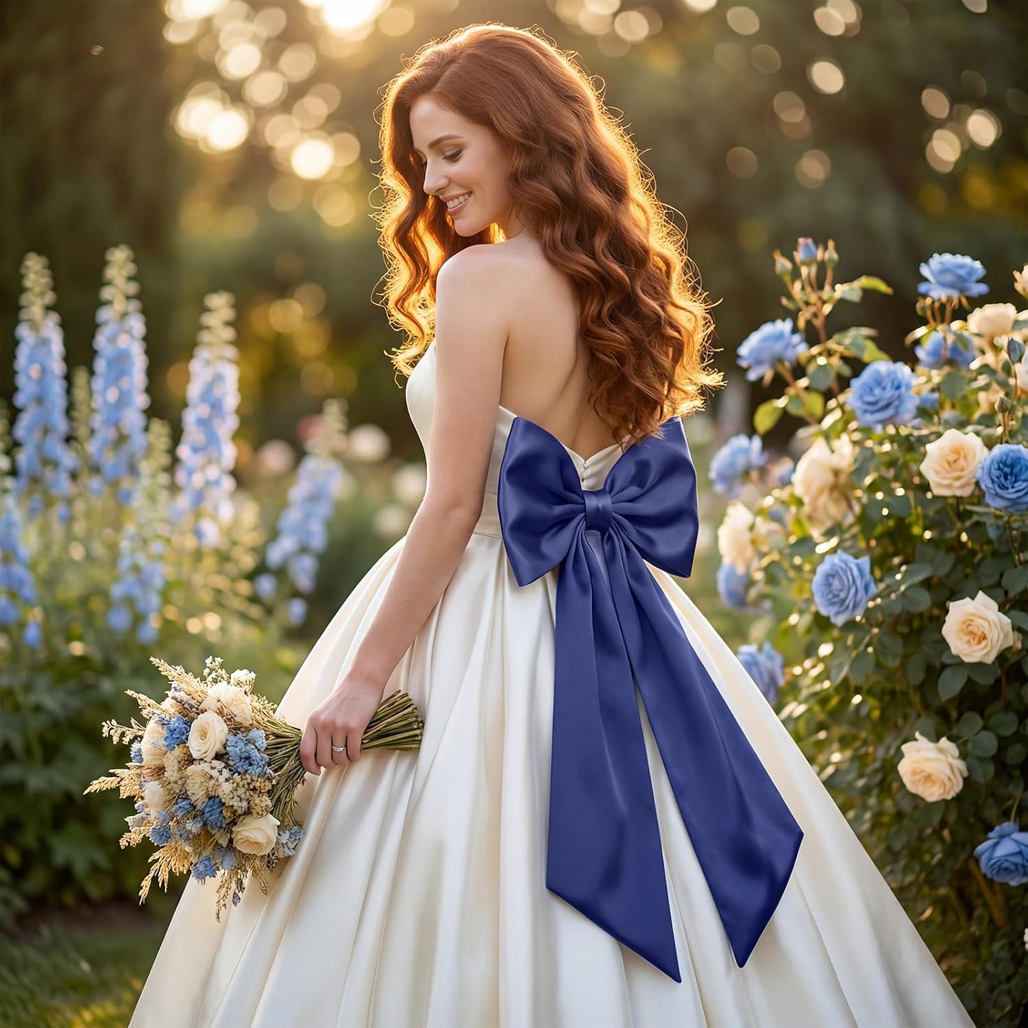 Suncalla 3 Pcs 2 FT Large Bow Decorations Big Satin Navy Blue Bows Hanging Wall Decors for Wedding Room Fireplace Coquette Birthday Backdrop Bridal Shower Bachelorette Christmas Party Supplies image 5