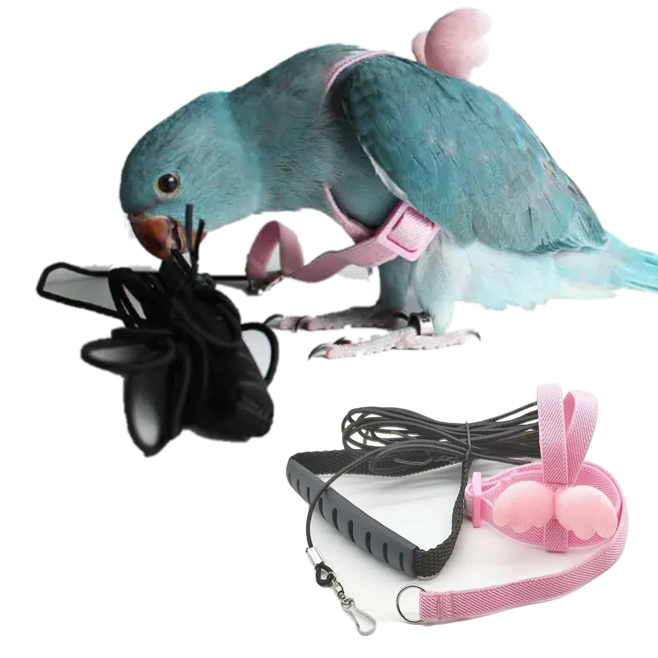 Pet Parrot Bird Harness Leash Adjustable Bird Flying Harness Traction Rope with Cute for Parrots Budgerigar Lovebird Cockatiel Mynah Outdoor Training
