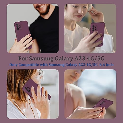 Miniatura 7 de Neseovge Funda de teléfono para Samsung Galaxy A23 5G4G con 3 protectores de pantalla de vidrio templado, TPU de silicona líquida suave con forro de
