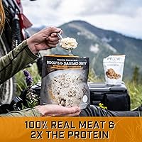 Vista 6 de Peak Refuel Galletas y Salsa de Salchicha Comida liofilizada para mochileros, camping y preparación de emergencia Sobres de 2 porciones