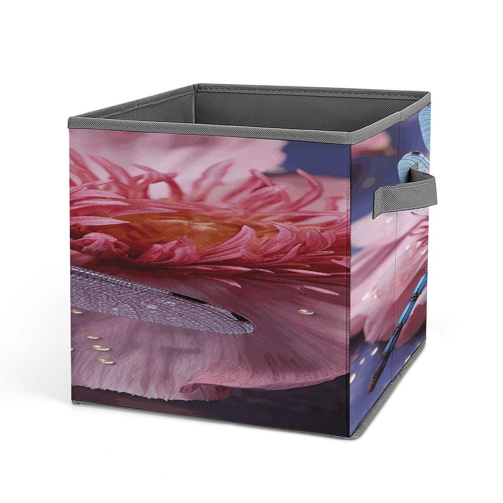 FekiLoot Pink Flower And Blue Dragonfly Storage Bins Storage Baskets