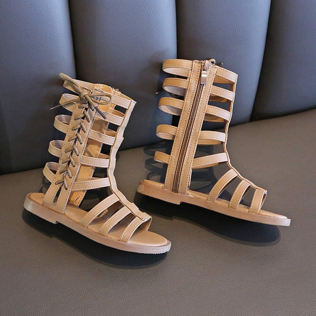 COMIOR Toddler Girls Gladiator Sandals with Buckles Open Toe Summer Roman Princess Shoes Zipper Strappy Flat Sandals Thigh High Flat Boots Zip Shoes for Baby/Little Girls Infant Kids 2-8Years : Clothing, Shoes & Jewelry
