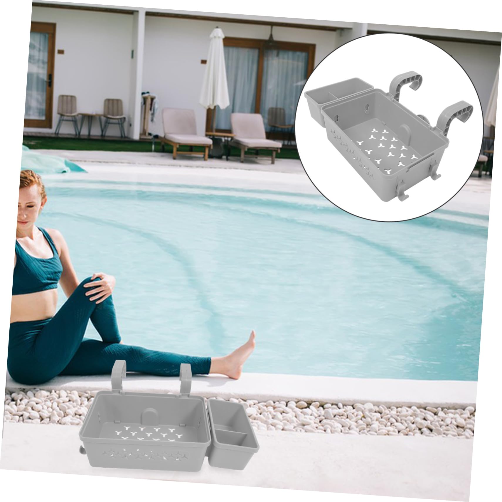 Cesta de Almacenamiento para Piscina de Plástico Pp Diseño Espacioso y Resistente para Colgar Toallas y Accesorios en Áreas de Piscina