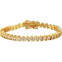 CAITLYNMINIMALIST 18K Gold-Plated & Silver 5mm Bold Stacking Tennis Bracelet Adjustable 68 Inch with Box Clasp