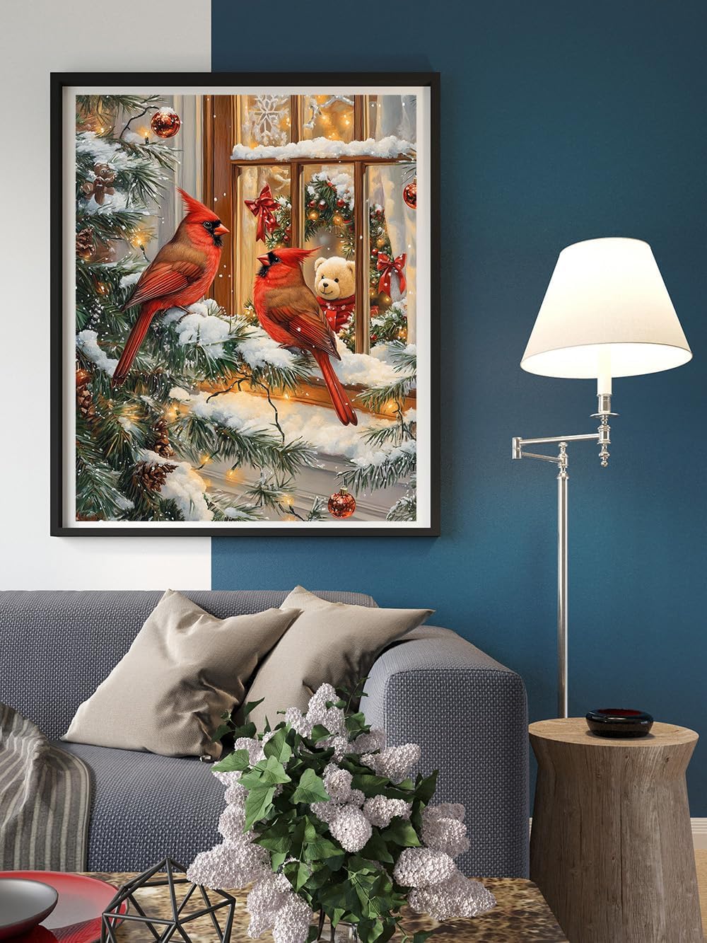 Moohue Cross Stitch Supplies 14 Counted Stamped Cross Stitch Kits for Adults Cross Stitch Kits Winter Animals Birds Bear Printed Pattern Needlepoint Kits (Winter Birds Bear 1)