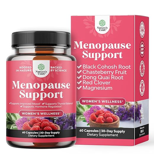 Complete Herbal Menopause Supplement for Women - Female Hormone Balance Capsules for Night Sweats Hot Flashes & Mood Swings with Dong Quai, Chaste Berry & Black Cohosh Root - 60 Count Pack