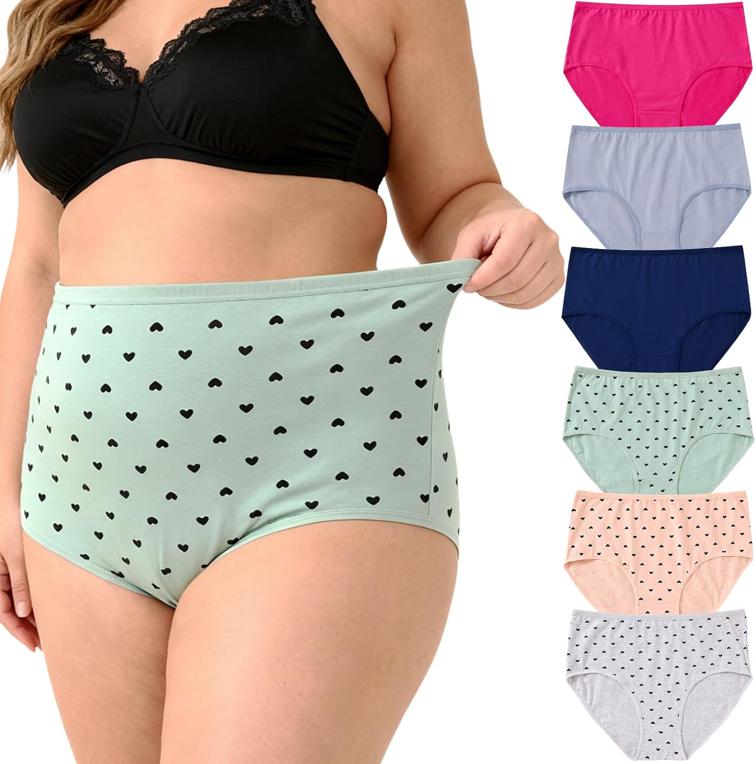 Women's Cotton Plus Size Underwear Ladies Panties Briefs XL-5XL 6 Pack Ladies Underwear