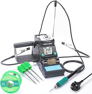 YIHUA 982-III Precision Soldering Station Kit C210-Compatible with 3 C210 Soldering Iron Tips, Lead-Free Solder Wire, Sleep Mode, Auto Standby, Tip Change Slots, Full-Color Display