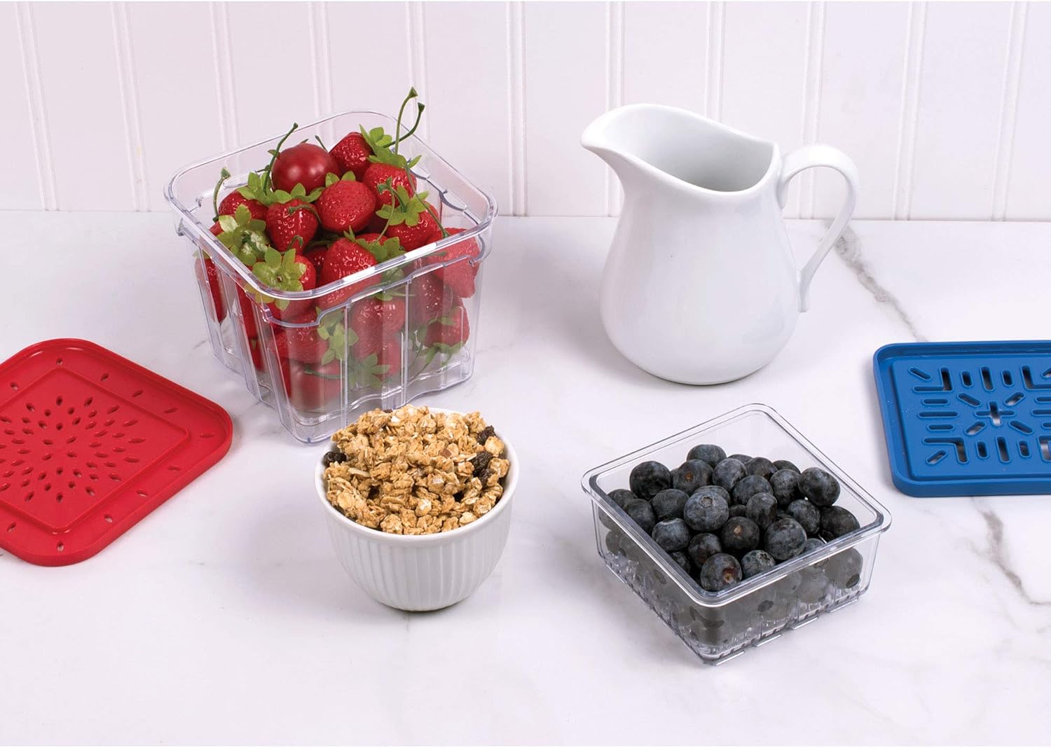 HIC Kitchen BerryFresh 1-Liter Produce Box, Red