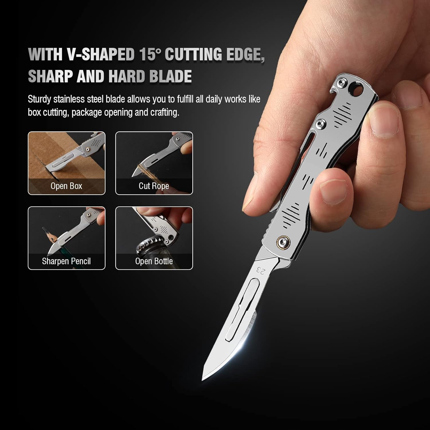 ITOKEY Folding Scalpel Knife, Scalpel Pocket Knife, Scalpels Surgical with 10pcs #23 Replaceable Razor Blades, Bottle Opener - Bread Lame Dough Scoring Tool, EDC Utility Knives, Small Keychain Knives for Men Outdoor Skinning
