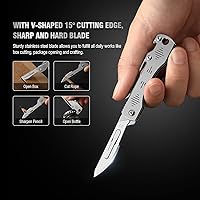 Vista 4 de Cuchillo de bisturí plegable, cuchillo de bolsillo de bisturí, bisturí quirúrgico con 10 cuchillas de afeitar reemplazables #23, abridor