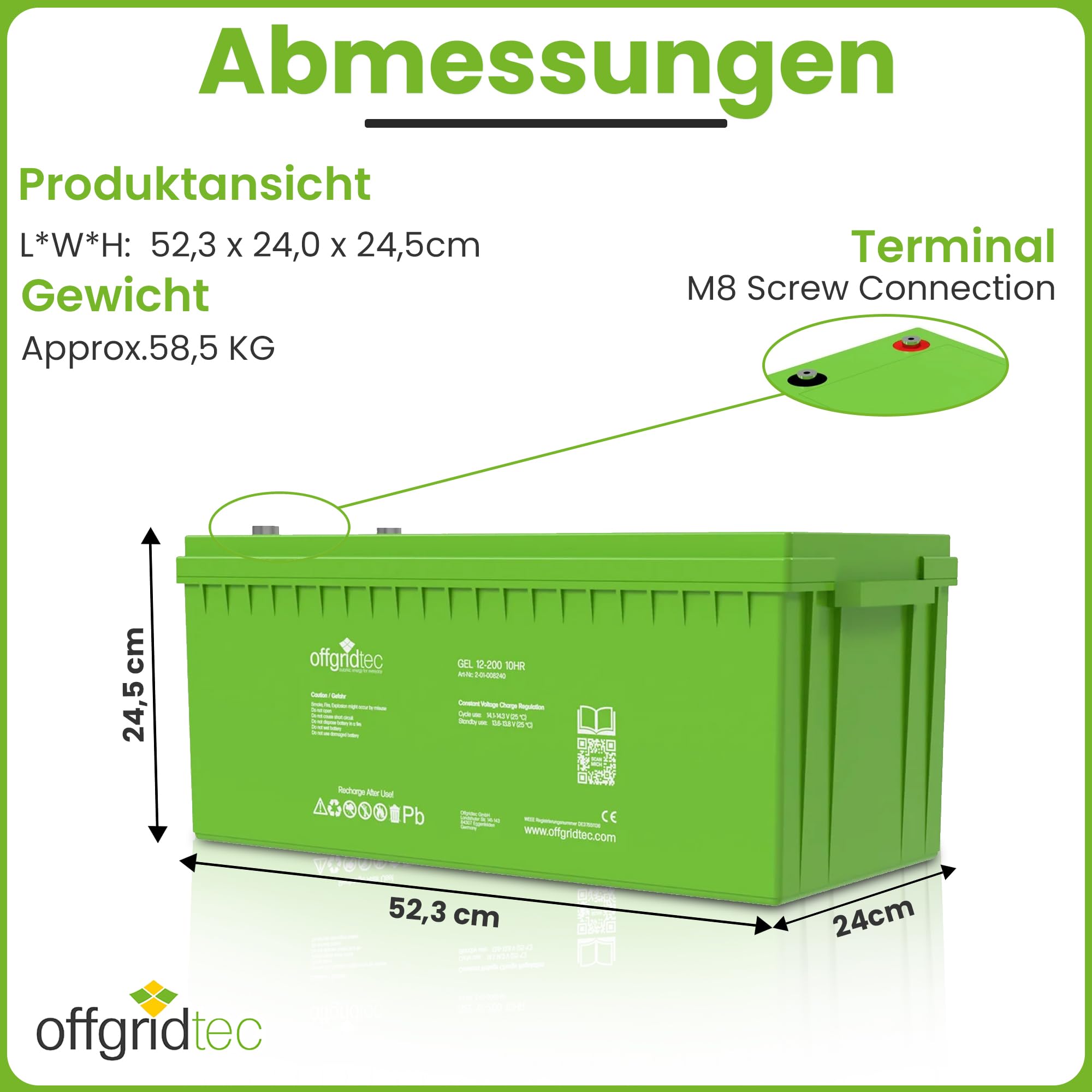 Offgridtec Batterie solaire 200 Ah Gel 12 V