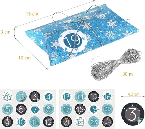 Miniatura 2 de Naler Calendario de Adviento de Navidad 2022, cajas de regalo de cuenta regresiva de Navidad para llenar cajas de regalo de copo de nieve, cajas de