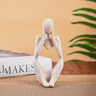 YJHZBA Thinker Statue Bookshelf Decor - Abstract Aesthetic Sculpture Figurine for Coffee Table Desk Home Office Minimalist Reading Ornament