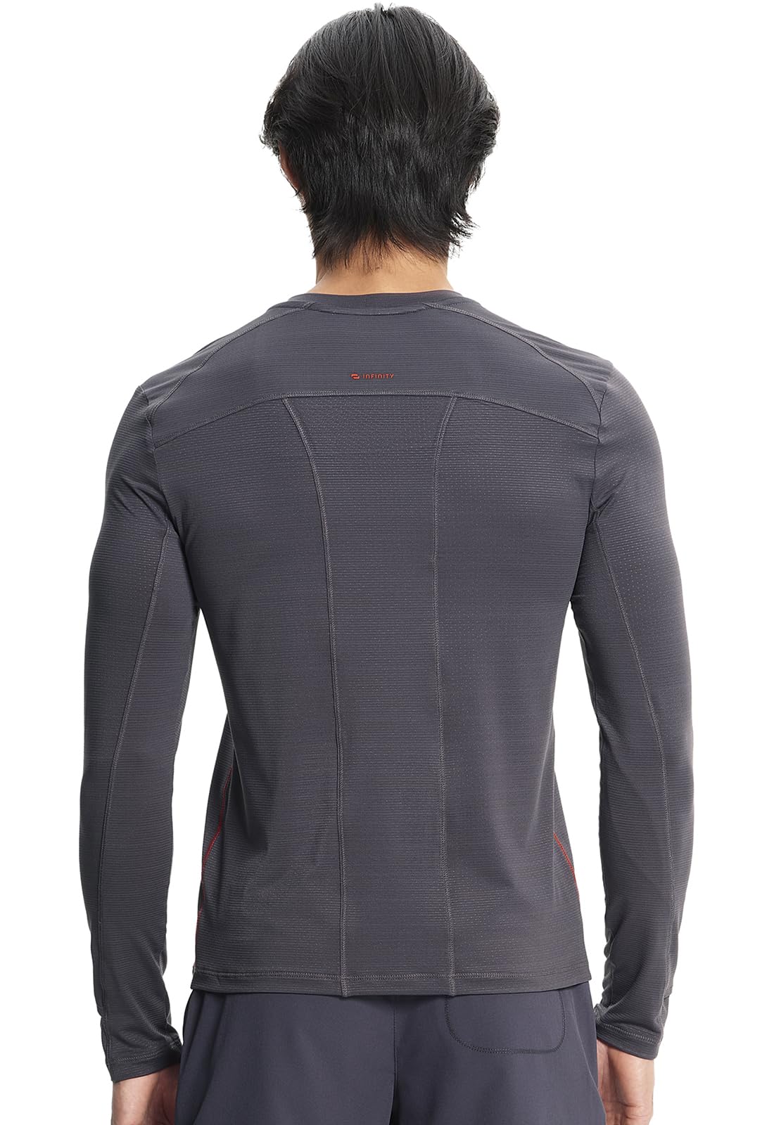 Infinity IN608 - Camiseta de manga larga con cuello redondo para hombre, costuras de contraste en las costuras laterales
