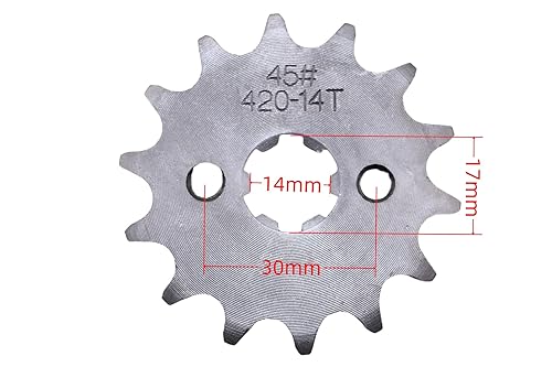 Miniatura 2 de Motocicleta 420-14T Piñón delantero de 0.669 in para motocicleta de 50 cc, 70 cc, 90 cc, 110 cc, 125 cc, motocross, mini bicicleta, TaoTao, Roketa,