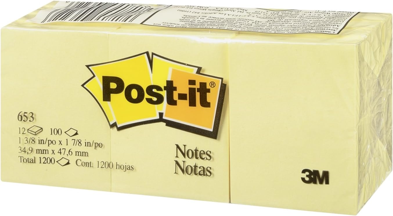 Post-it Notes Original Notes Sticky Notes 1.5" x 2", 12 Pads, 100 Sheets/Pad, Canary Yellow image 2