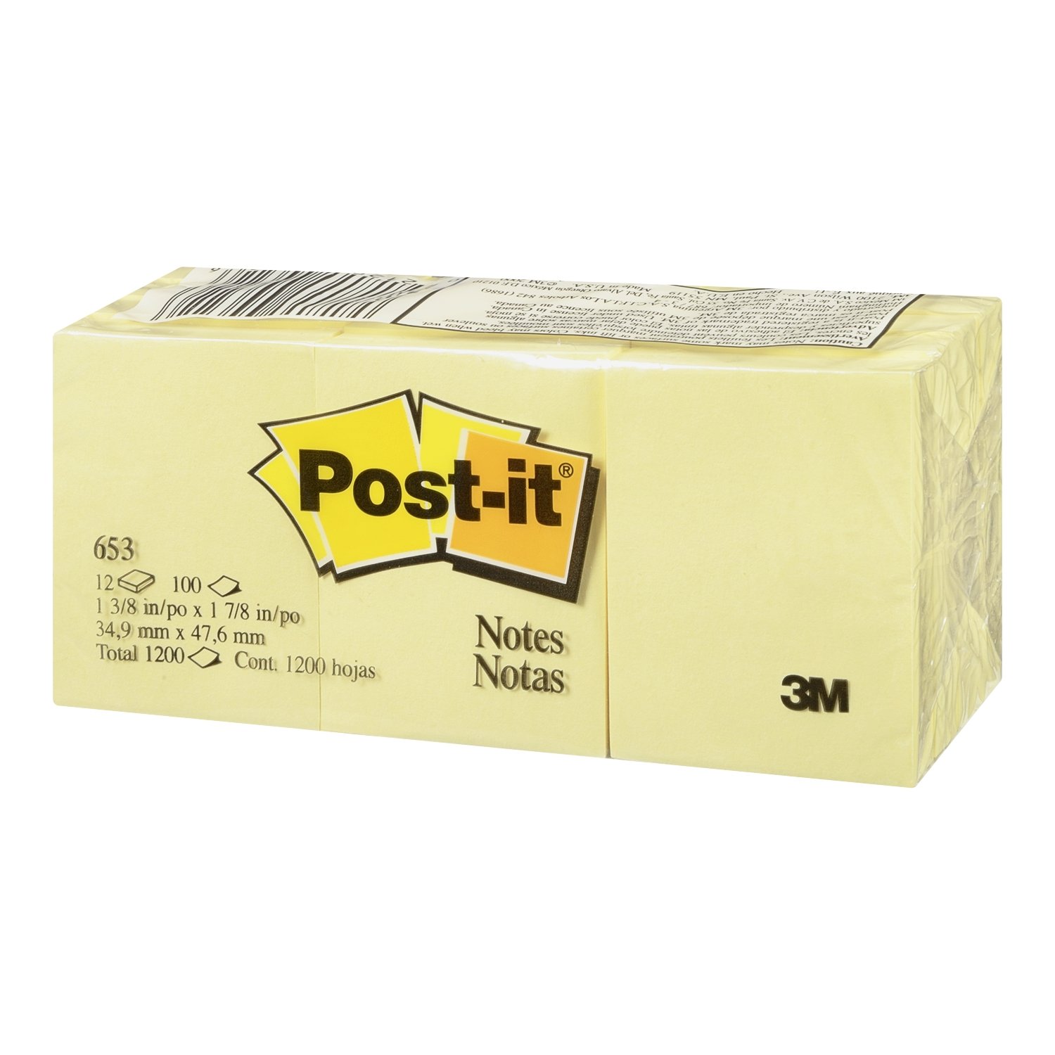 Post-it Notes Original Notes Haftnotizen 3,8 x 5,1 cm, 12 Blöcke, 100 Blatt/Block, kanariengelb