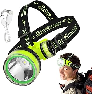 Led Headlamp Flashlight - Scuba Gear Dive Head Light Underwater Flashlight | USB Rechargeable Diving Light, IPX8 Waterproof, Fit Underwater 80M, 2 Lighting Modes Maidong