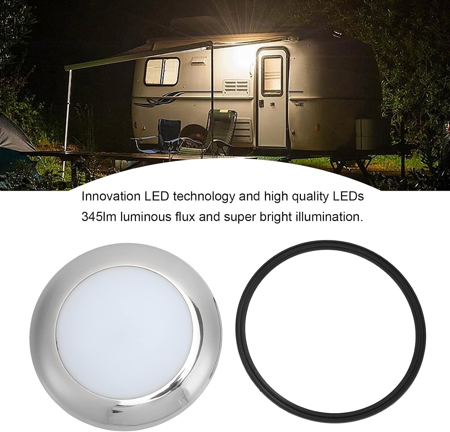 Brilluxa LED Dome Light, 6in 12V Ceiling Light Interior Lamp IP66 Surface Mount Downlight for Boat Yacht RV Motorhome