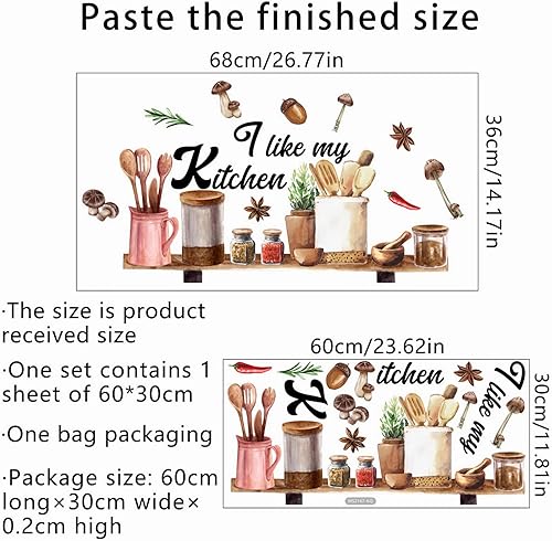 Miniatura 4 de sacinora - Calcomanías de pared para cocina, citas de cocina, comida gourmet, calcomanías de pared de vinilo extraíble para cocina, comedor,