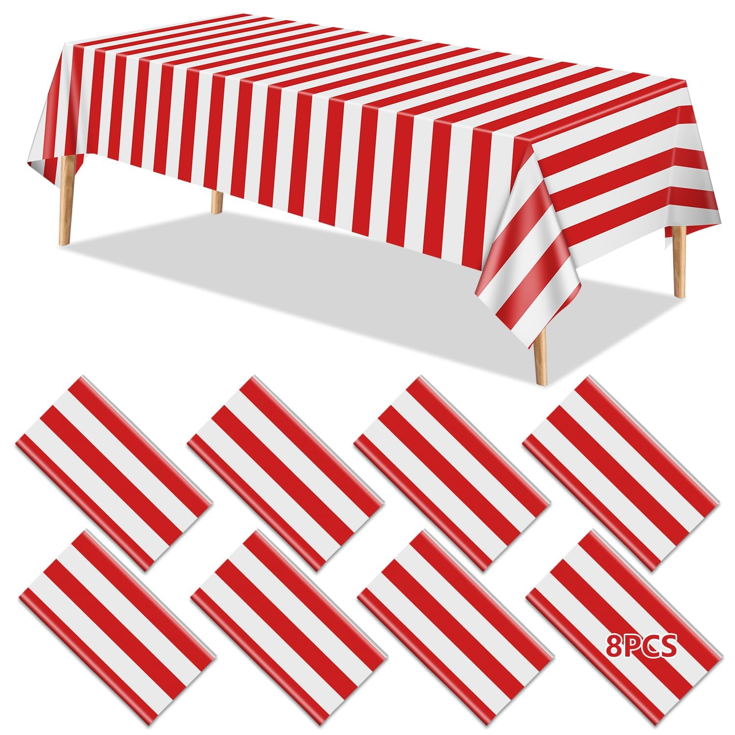 Nappe plastique rouge et blanche pour anniversaire enfant thème cirque et soirée cinéma