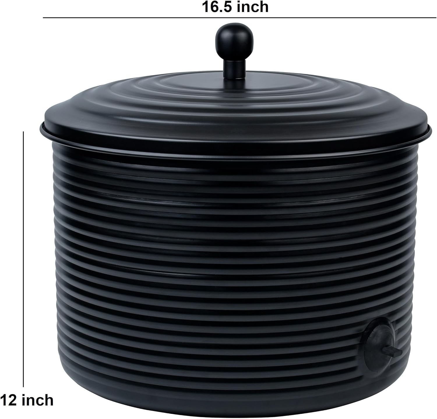 Garden Hose Holder Storage Pot with Lid Antique Ribbed | Water Hose Container Pot Outdoor or Indoor Use | Expandable Water Hose Hider Metal | Holds 125 ft Hose
