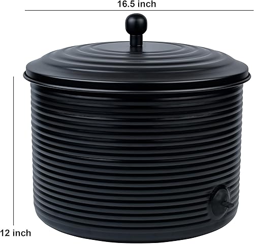 Miniatura 2 de Olla de almacenamiento para manguera de jardín con tapa, acanalada antigua, contenedor de manguera de agua para uso en exteriores o interiores,