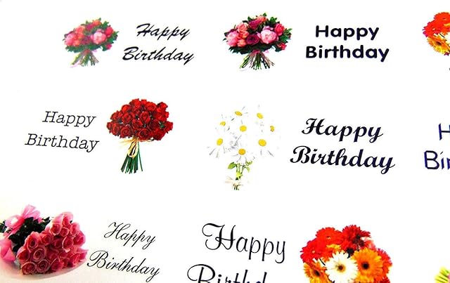 Happy Birthday Rectangle Greeting Stickers, Colour on Clear Self-Stick Labels for Cards, Envelopes, Craft, Decoration