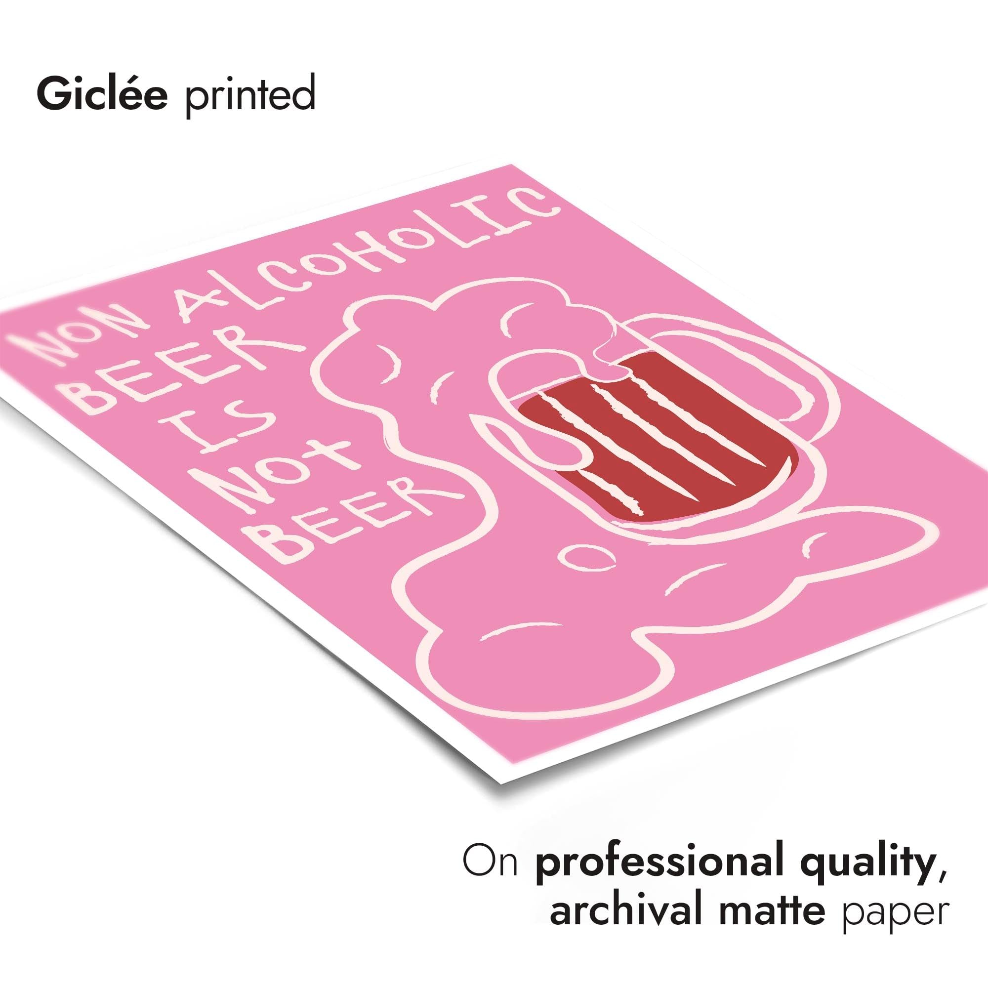 A1 Wanddekoration für Mädchenzimmer, alkoholfreies Bier, Hot Pink, adrett, 84,1 x 59,4 cm