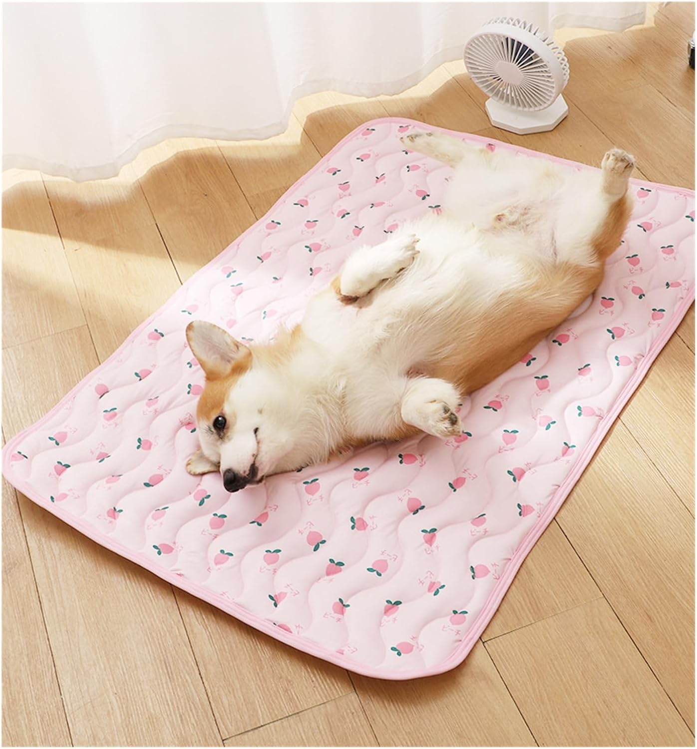 Cat Cooling Mat for Summer - Breathable Ice Silk Pet Pad for Small Dogs & Cats, Reversible Sofa Blanket & Kennel Pad with Non-Slip Bottom(Pink,M)