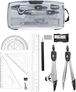 Kit Righello Con Squadre E Goniometro EBoot 13 Pezzi Set Geometria Righelli Compasso Con Goniometro Set Di Squadra Scuola Media - Foto 8